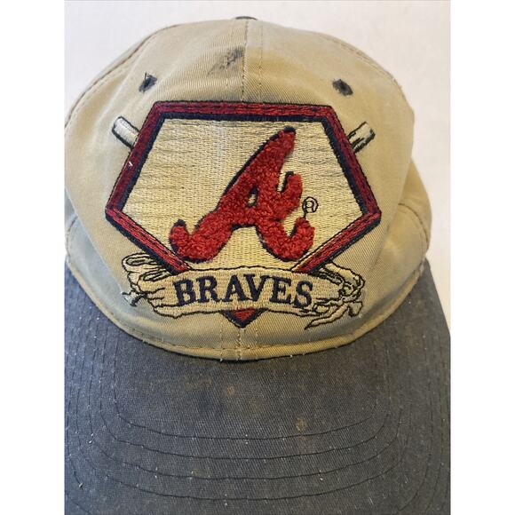 STARTER Vtg 90's MLB Atlanta Braves Paisley Under Brim Letterman A Snapback Hat - Picture 10 of 10